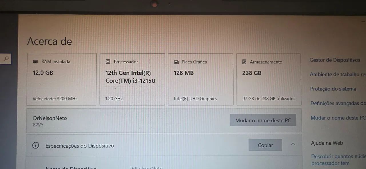 Notebook Lenovo i3 1215U 12GB RAM 238GB HD - Foto 3