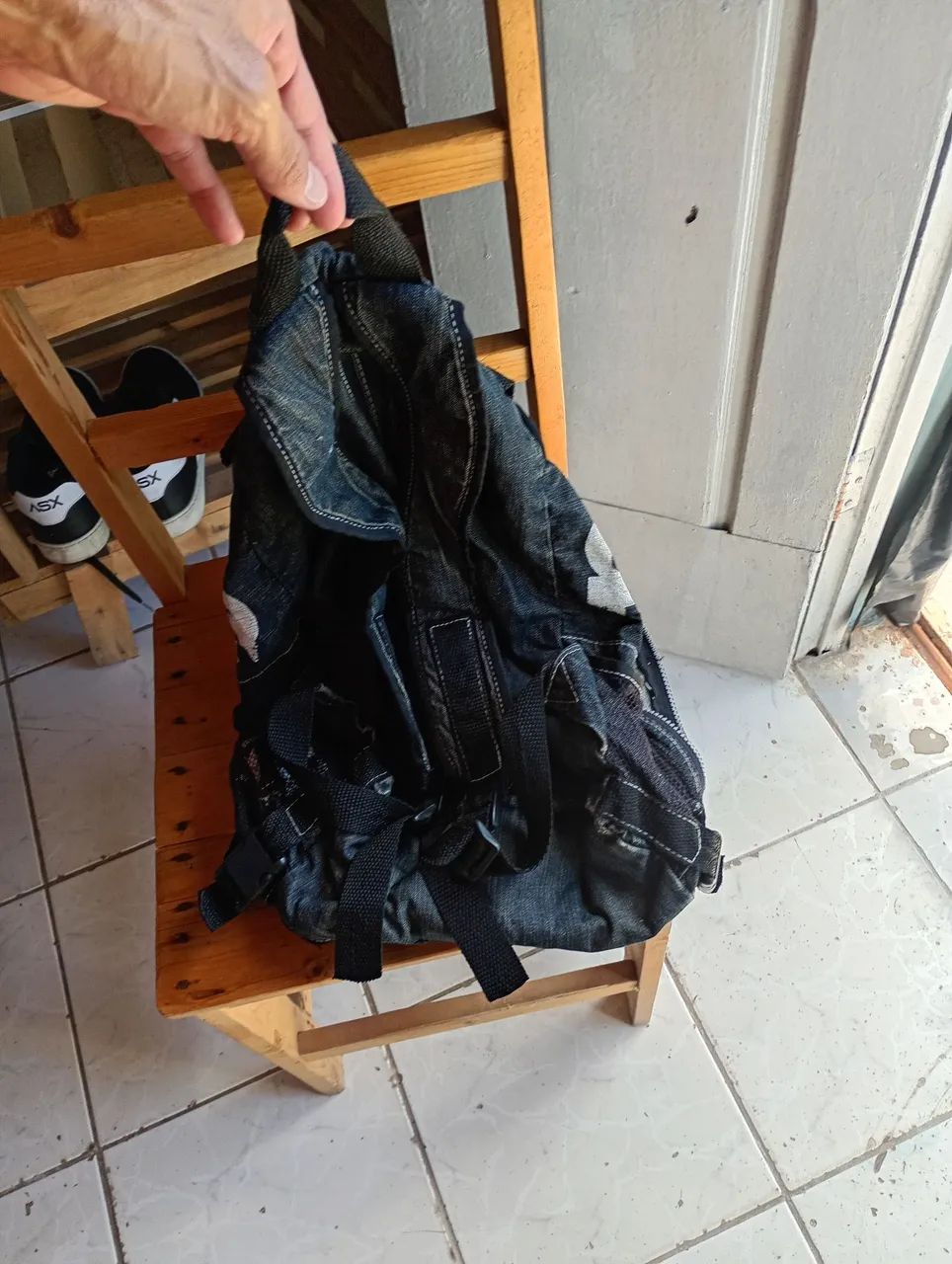 Mochila jeans Myllys antiga - Foto 2