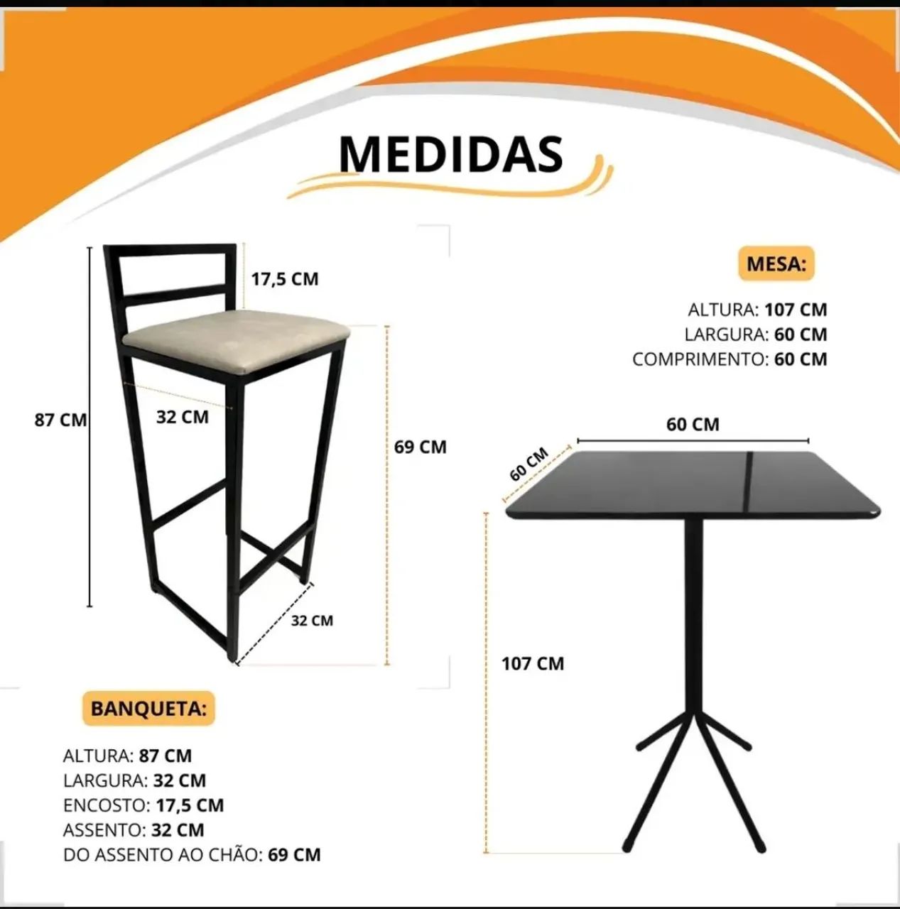 Mesa bistrô alta com 4 banquetas em aço  - Foto 5