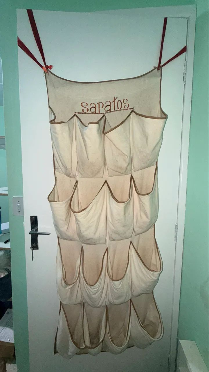 Sapateira de brim de porta/parede