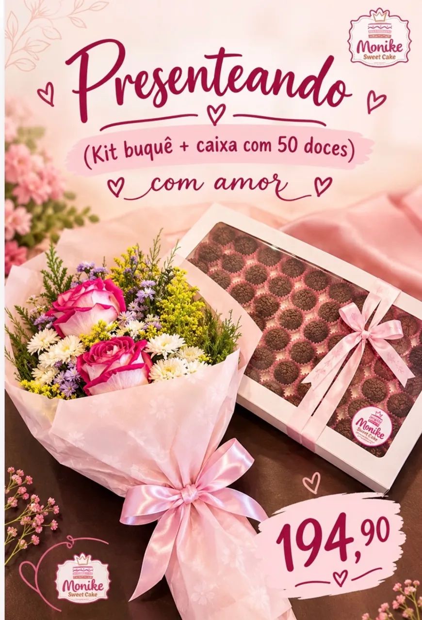 Buquê de rosas e doces