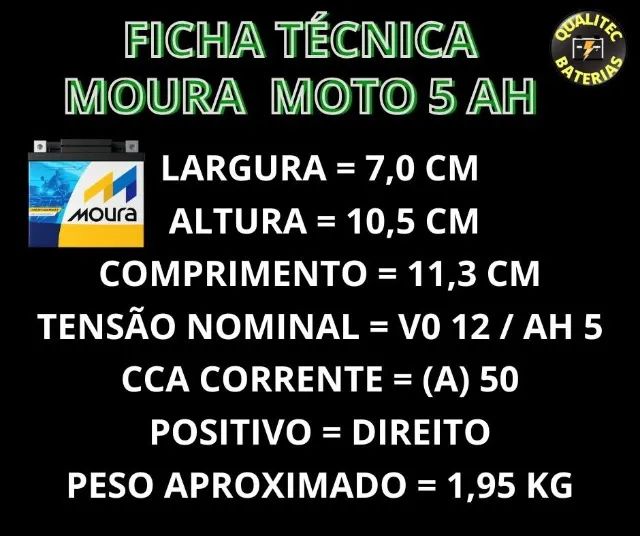 Bateria para moto 5 ah Moura em promoção ! - Foto 2