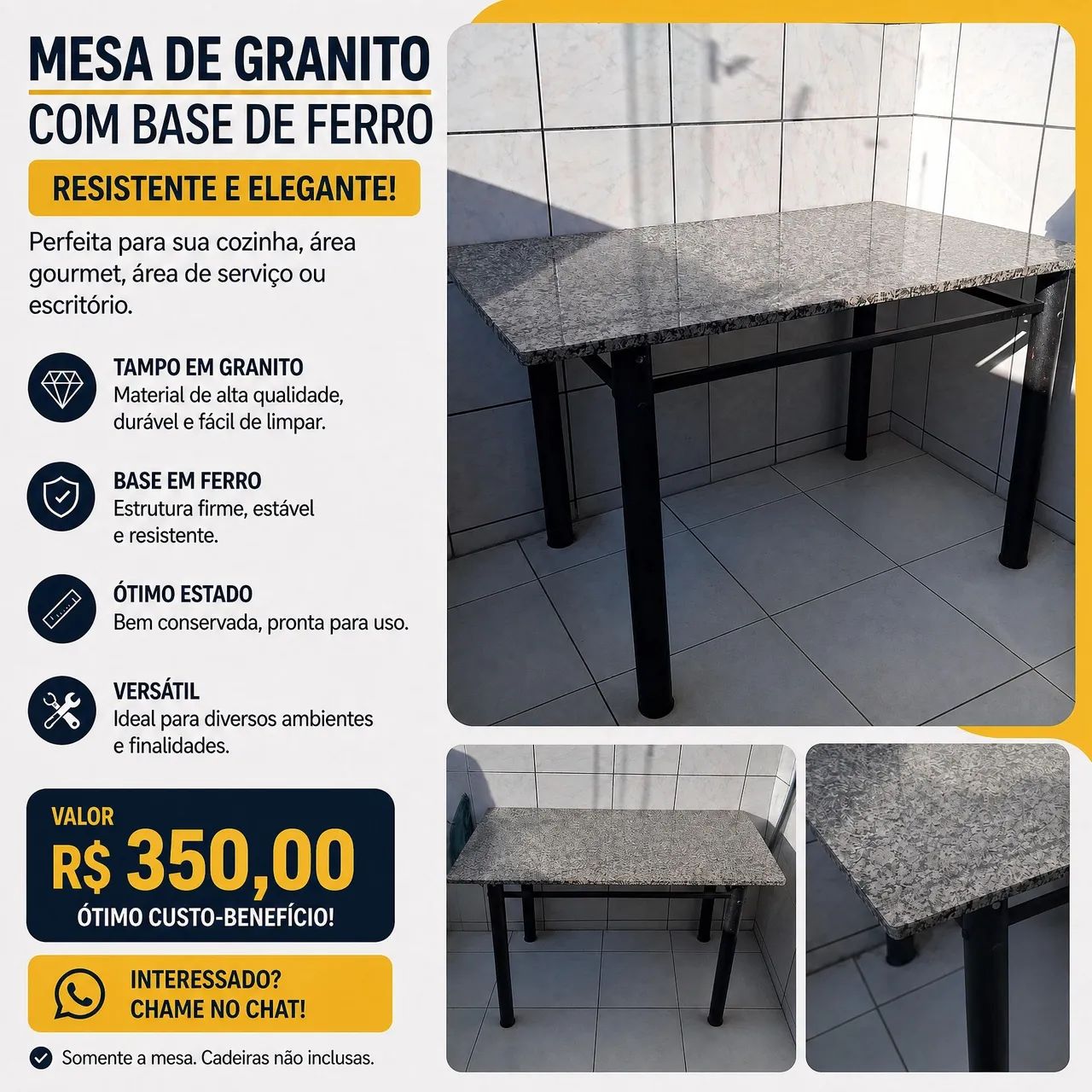 Vendo uma mesa de granito sem as cadeiras  - Foto 4