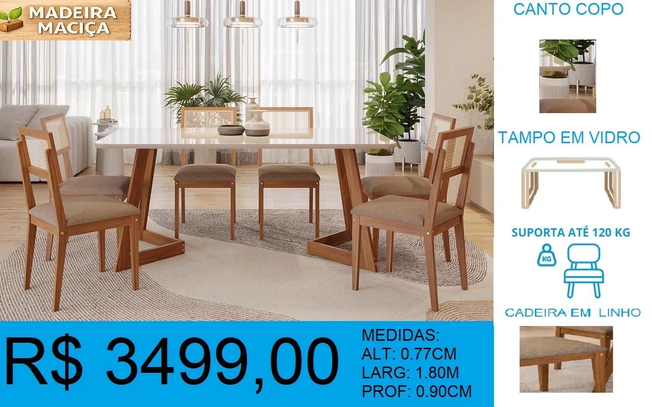 Mesa de madeira maciça 
