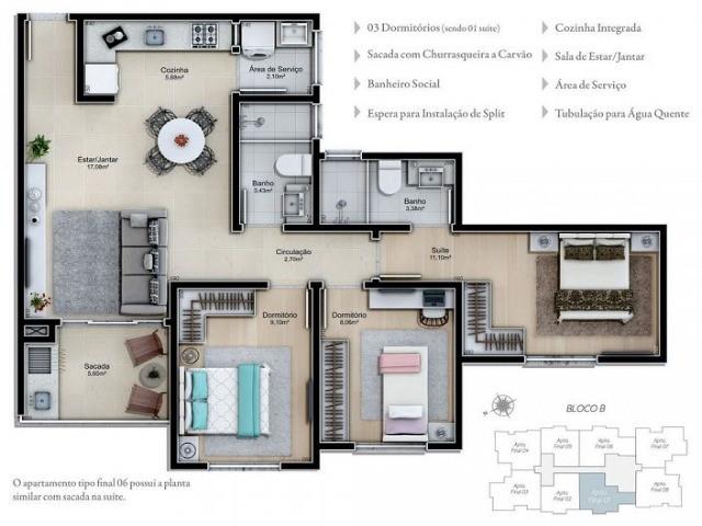 Apartamento, agronômica, 3 dormitórios, sendo 1 suíte, 2 salas, sacada, churrasqueira, coz - Foto 6