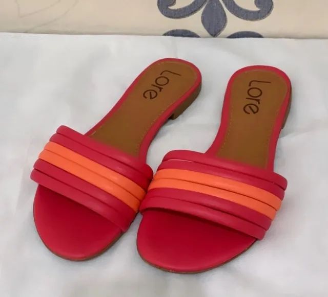 (TAM: 37) Rasteira Rasteirinha Coral Rosa Laranja Neon 