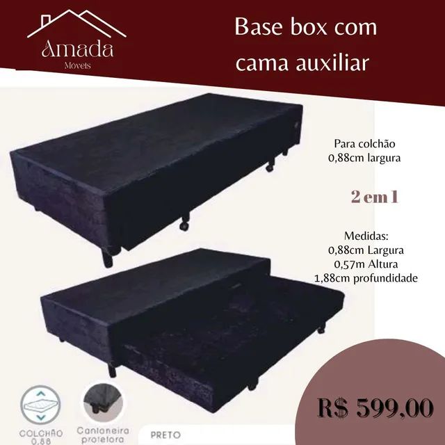 base box solteiro com cama auxiliar , Entrega  em 3 dias 
