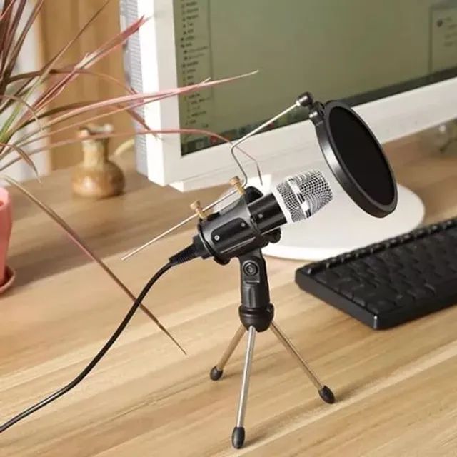 Filtro para microfone reduz ruído pop filter com tripé - Foto 5