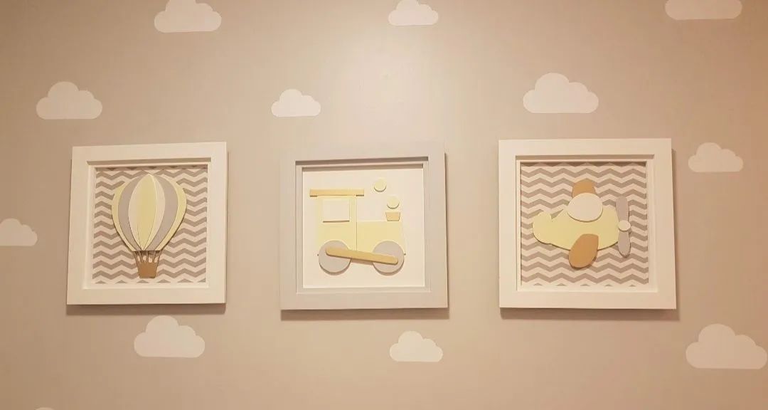 Trio de quadrinhos para quarto de bebê da Gkids<br>