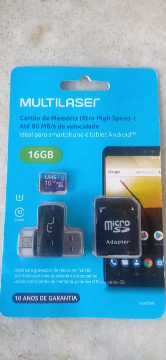 Cartão De Memória 16Gb Ultra High Speed-I + Adap USB + Adap SD