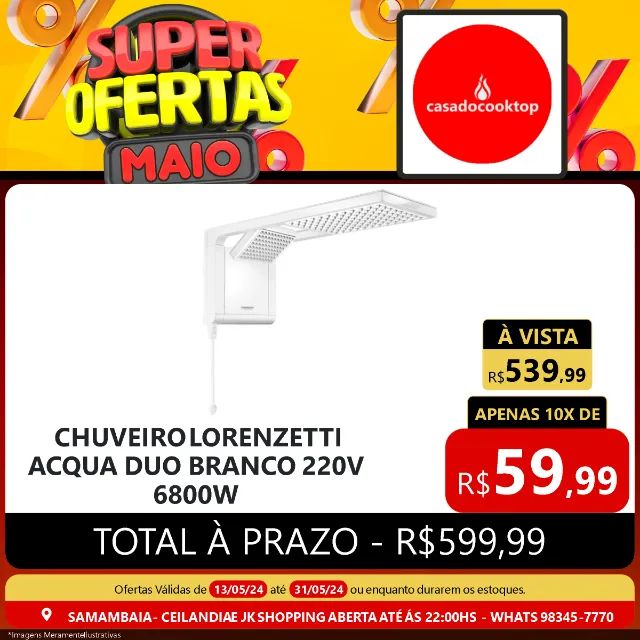Chuveiro lorenzetti acqua duo branco 220v 6800w