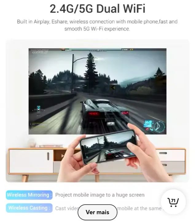 Projetor 4K 3D Portátil  com Bateria de 8000 mAh - Foto 6