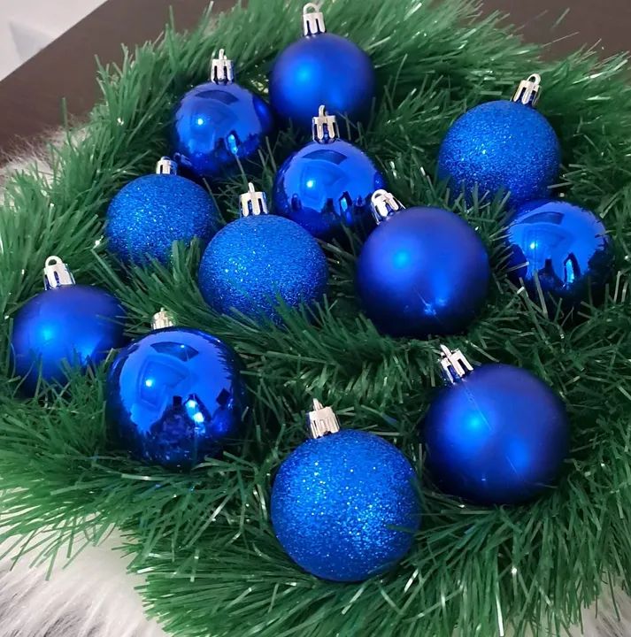 Enfeites de Natal Azul - Pacotes com 12 peças - 5cm