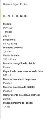 Pistola elétrica para pintura PEV400 400w  - Foto 4