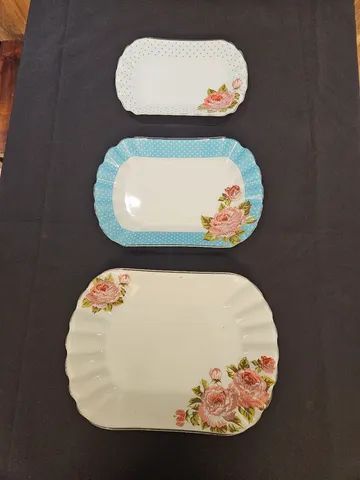 03 travessas vidro da linha bianca floral grande, média e pequena - Foto 5