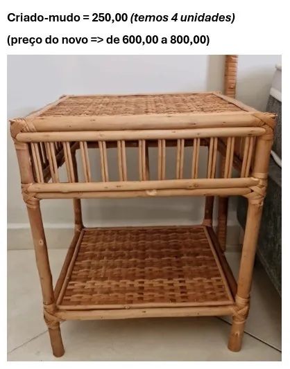 Lindo criado-mudo de vime, estilo Boho.