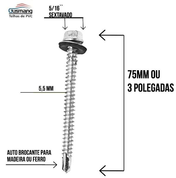 Kit Fixação Com Parafusos Para Telha Colonial Pvc - 3 Kits - Foto 2