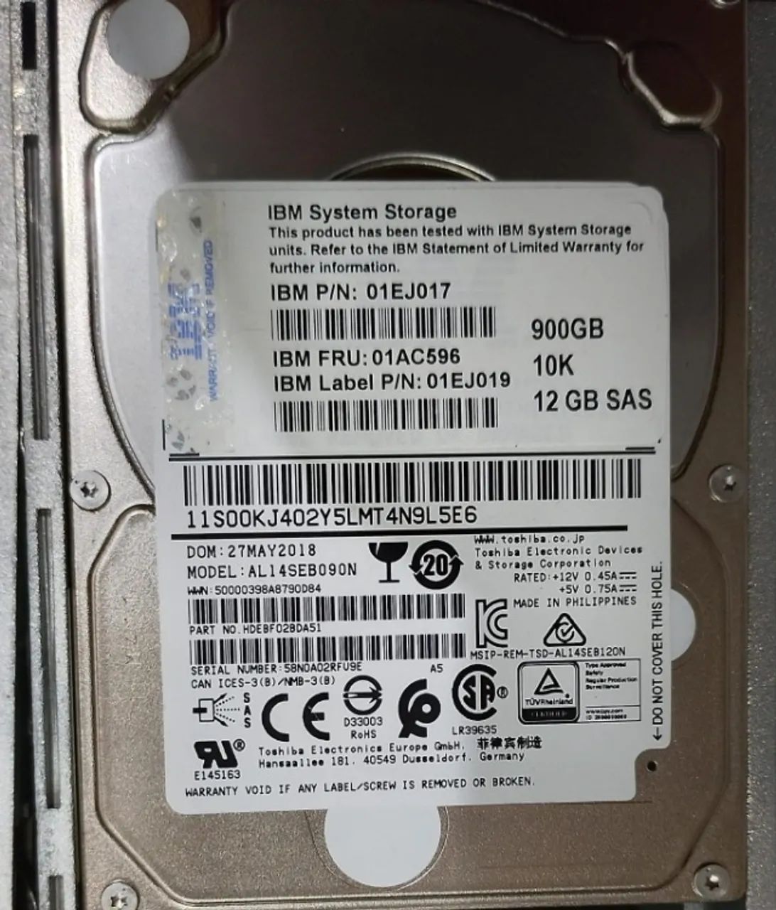 HDs IBM 900gb 10k IBM 01EJ017