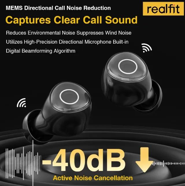 Fones de Ouvido Bluetooth Realfit F4 com Cancelamento De Ruído Ativo R$  65,00 - Foto 3