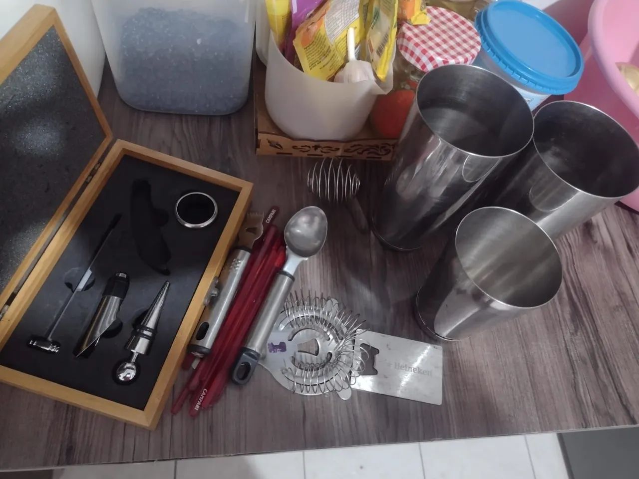 Kit de coqueteleira de bar e acessórios 