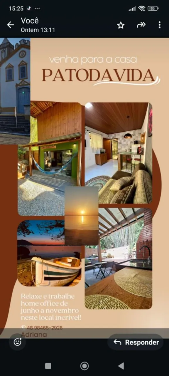 Alugo mensal até novembro $2.600.Ou Airbnb (Patodavida). Ribeirão da ilha, freguesia.(