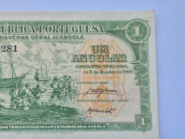 Cédula Antiga. 1 Angolar. 1948 República Portuguesa! - Foto 6