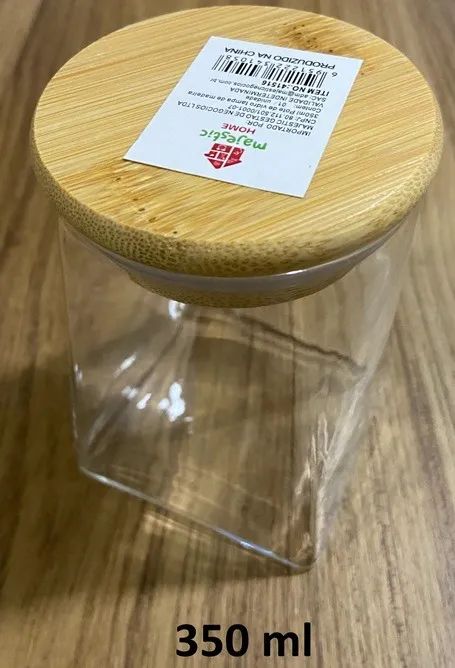 Pote de vidro com tampa de bambu e vedação hermética - Foto 2