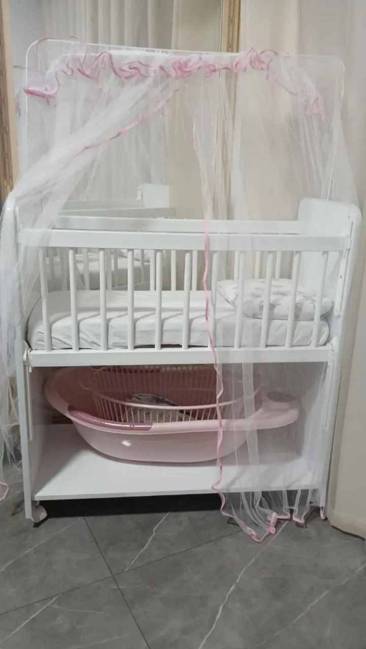 Mini Berço completo com mosquiteiro colchão travesseiro mais 3 lençol