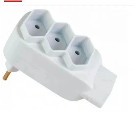 Benjamin Tripolar 4 Saídas 10A Adaptador Tomada T Bivolt Branco
