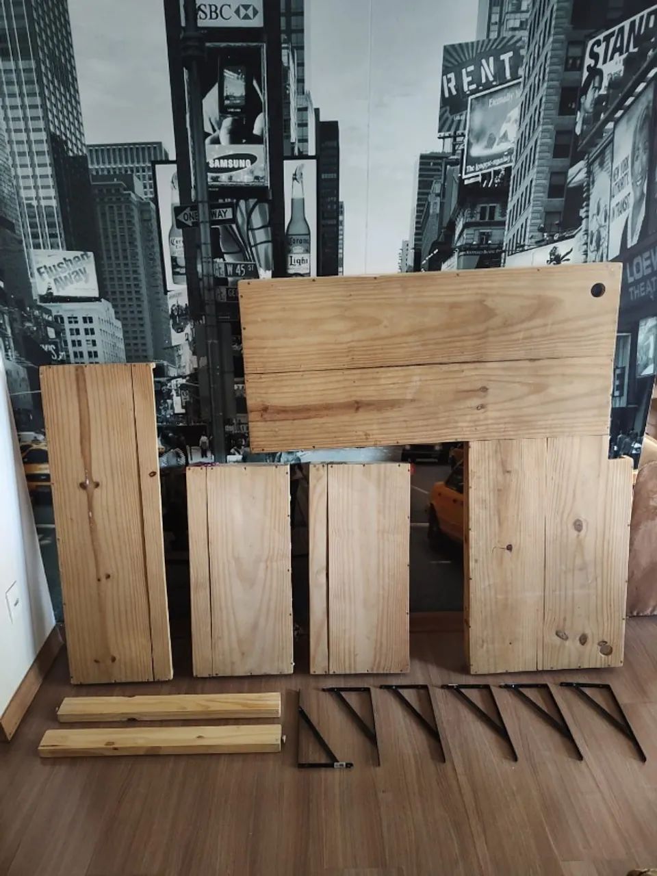 Mesa de Madeira em L para Escritório e Estudo + 3 Prateleiras