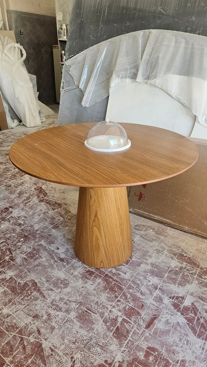 Fabricamos base cone + tampo redondo 100cm mdf freijó  - Foto 3