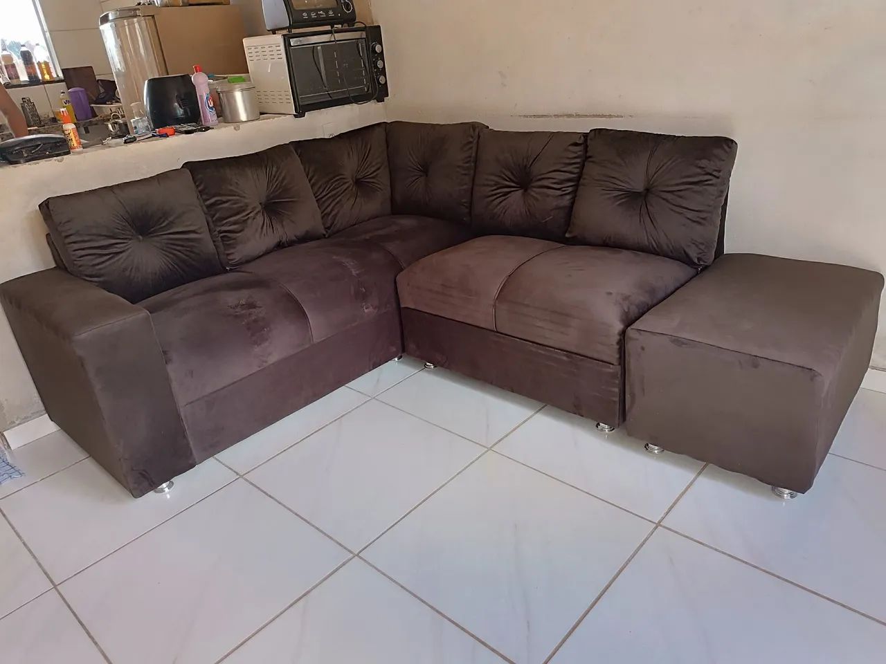 Sofá de Canto  com puff de luxo - Foto 2