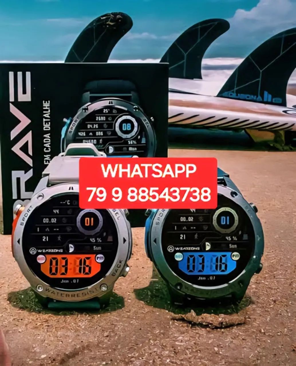 BRAVE SMARTWATCH IP69K - GPS + À PROVA D AGUA DO MAR + CONECTA COM STRAVA