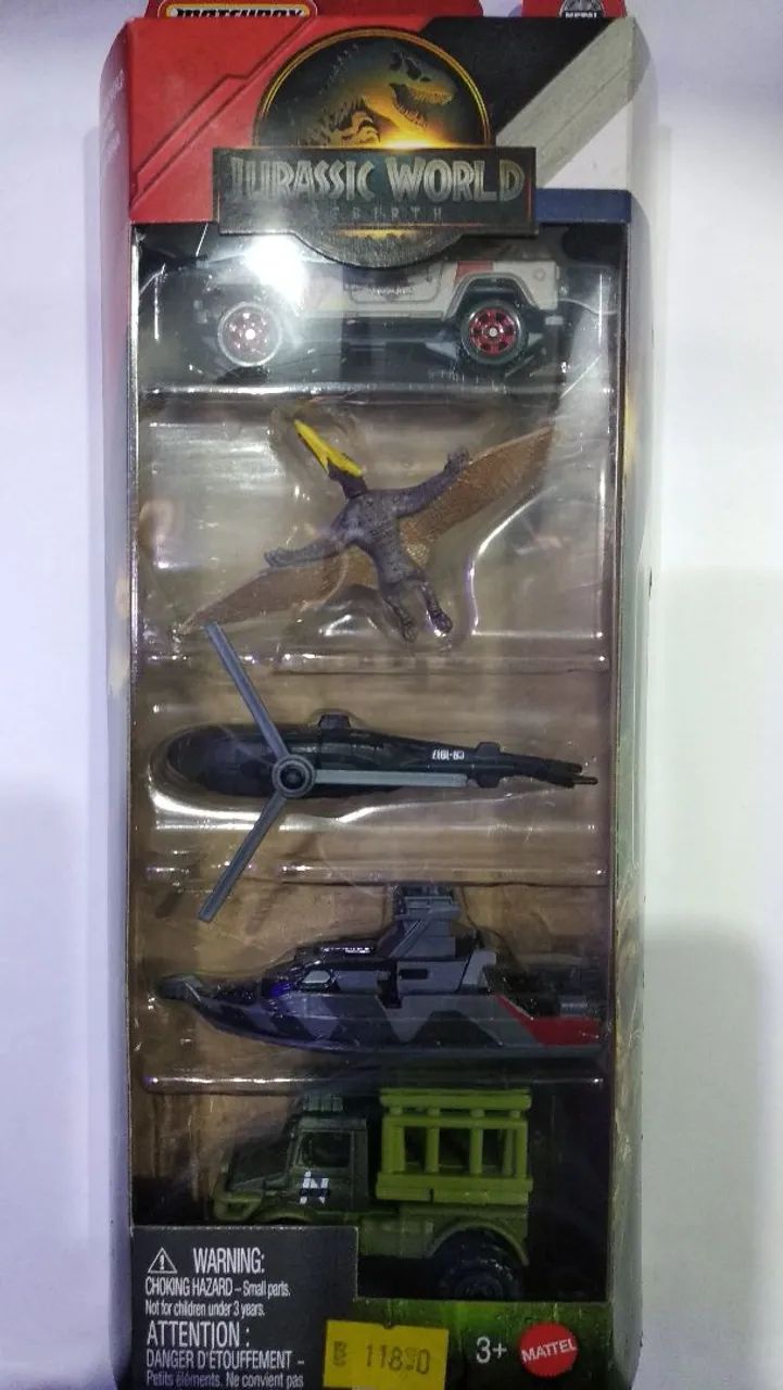 Pack Matchbox  Miniatura Jurassic World  c/5  Mattel