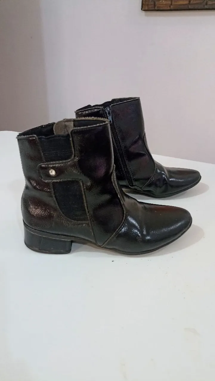 Bota Feminina Infantil Couro Preto