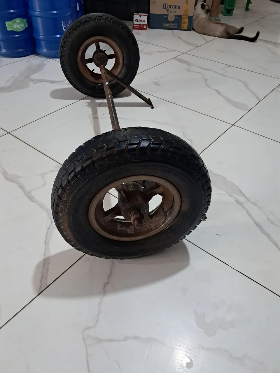 Rodas e Eixo para carrinho de carga