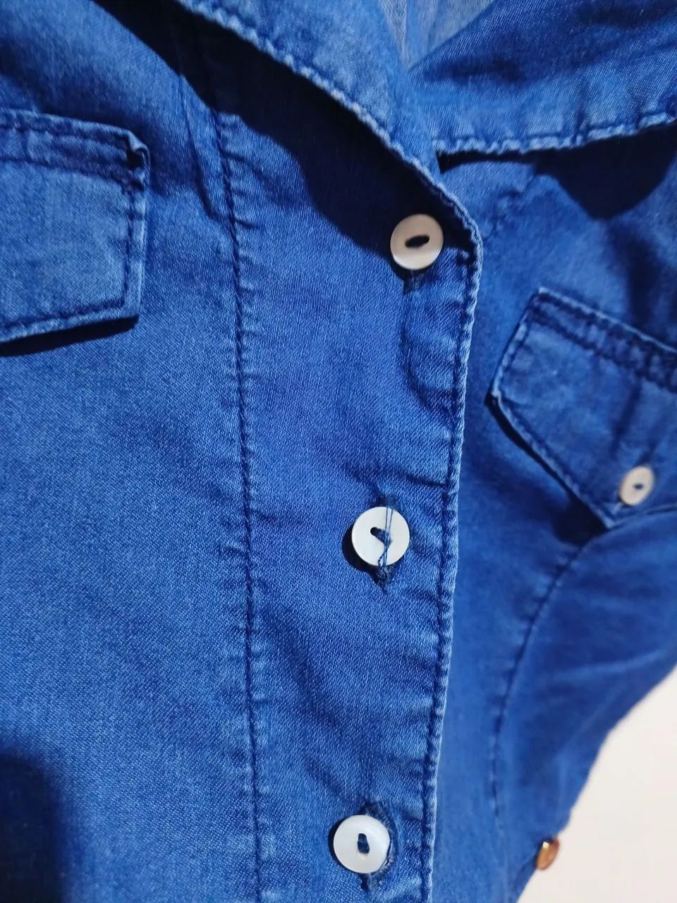 Camisa Jeans Feminina Azul - Foto 3