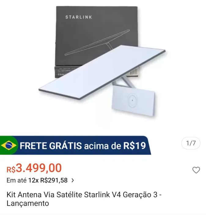 Kit Antena Starlink V4 Geração 3 - Lançamento