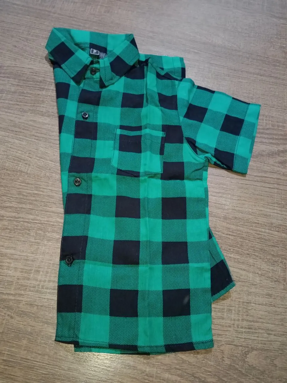 Camisa Xadrez Verde e Preto Infantil
