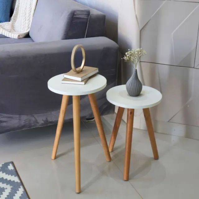 KIT 2 mesinhas de canto e apoio retrô (NOVO) - Foto 4