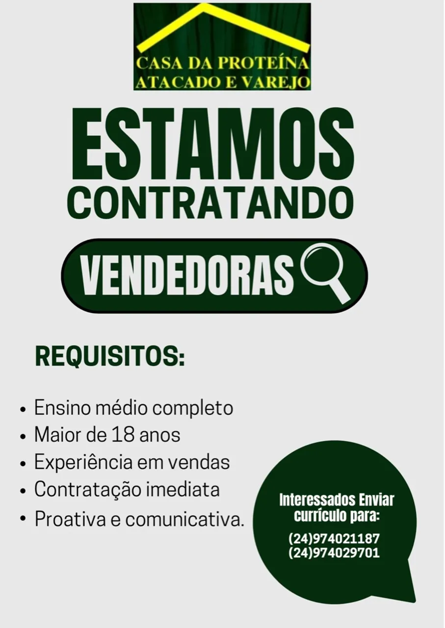 Vaga para Vendedora