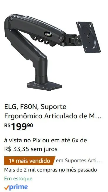 Suporte Ergonômico Articulado ELG F80N