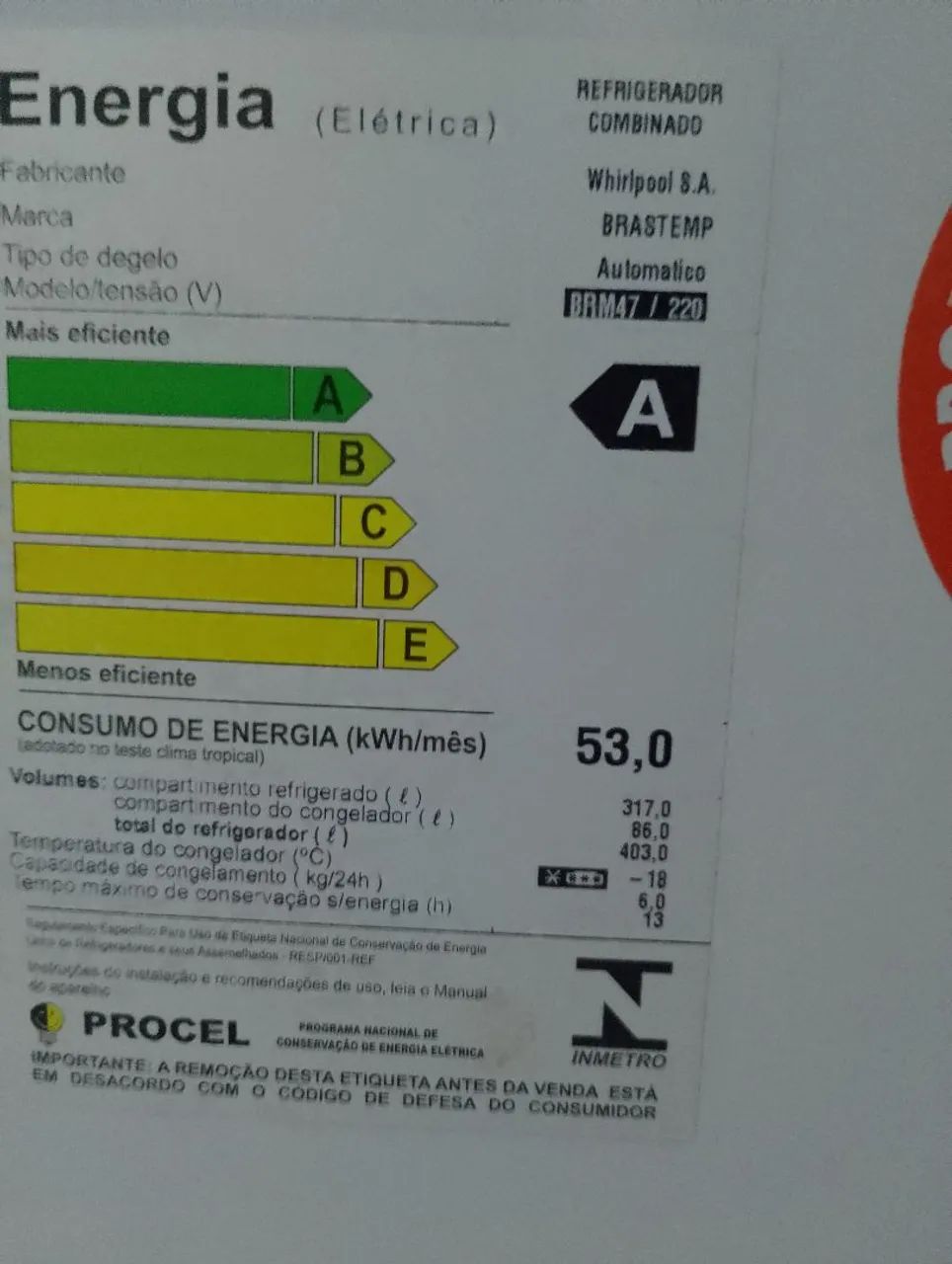 Geladeira Brastemp Combinada Automática BRM47