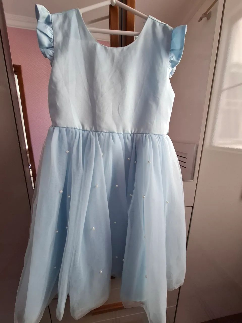 Vestido de Festa Infantil Azul com Laço - Foto 2