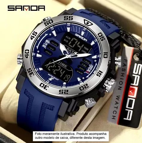 Relógio de pulso Casual analógico e digital SANDA - AZUL - NOVO E NA CAIXA