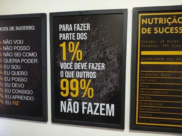 Kit 3 Quadros Grandes Frases Motivacional Escritório Moderno