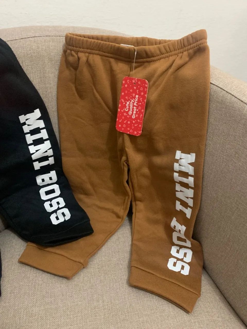 (NOVA!) Calça moletom flanelada infantil menino mini boss - Foto 2