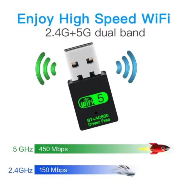 Adaptador USB WiFi Dual Band AC600 + Bluetooth 4.2 600Mbps Mini Wireless - Foto 3