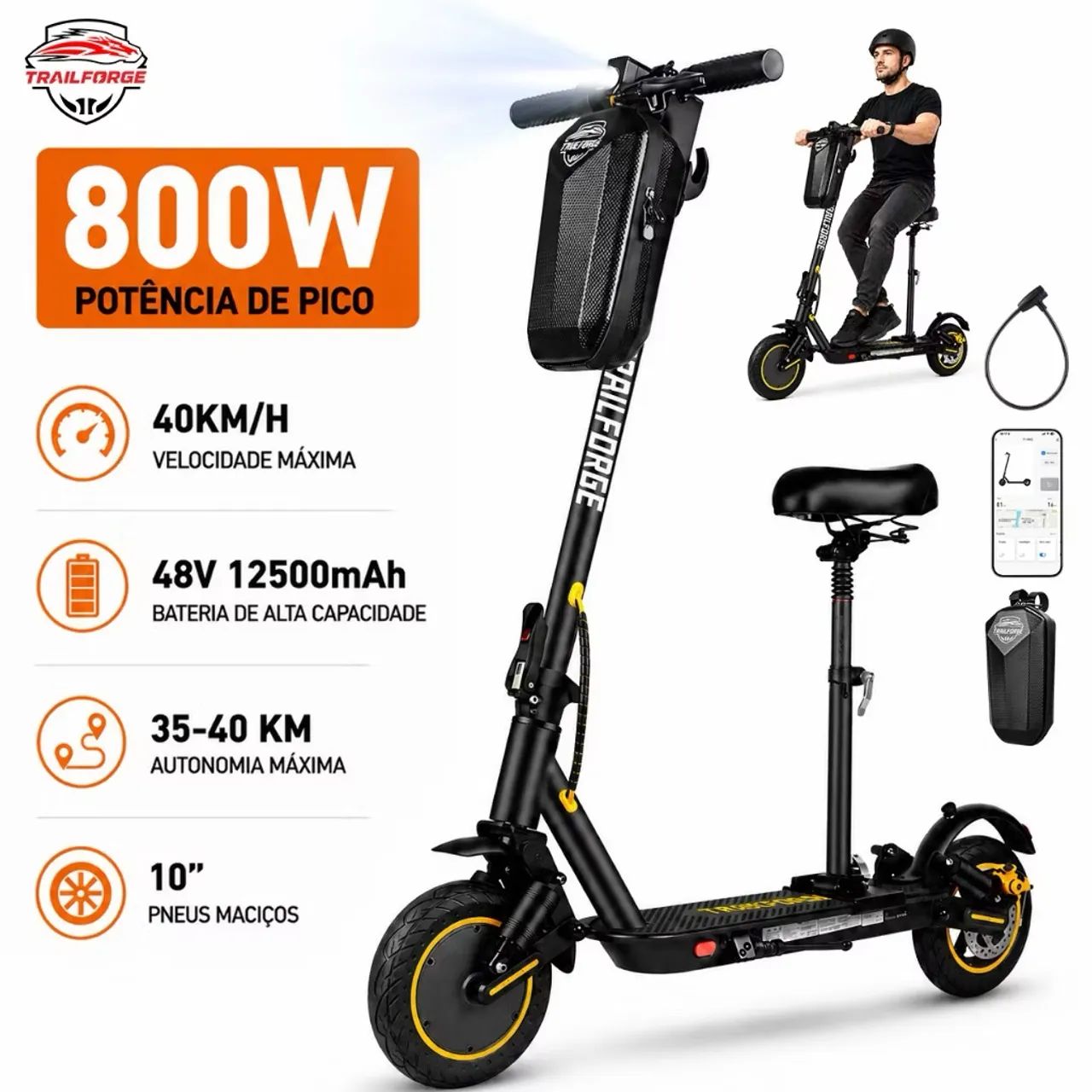 Patinete elétrico 800w trailforce