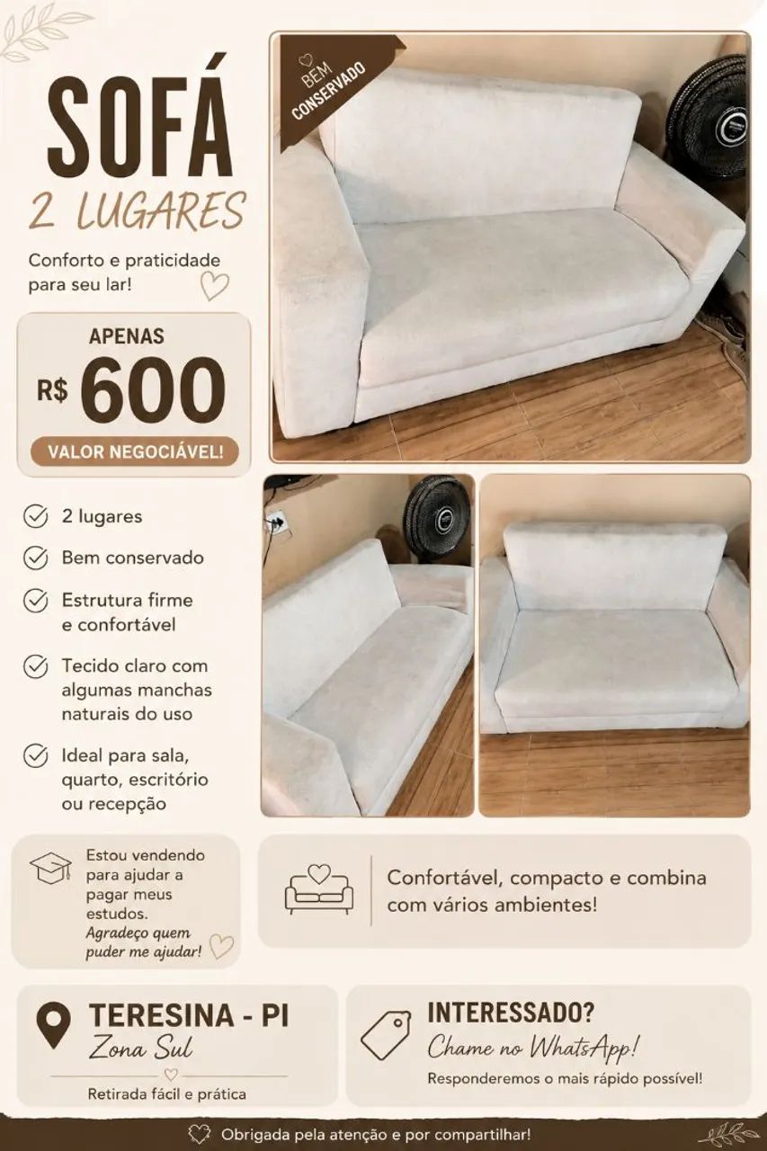 Sofá 2 lugares 